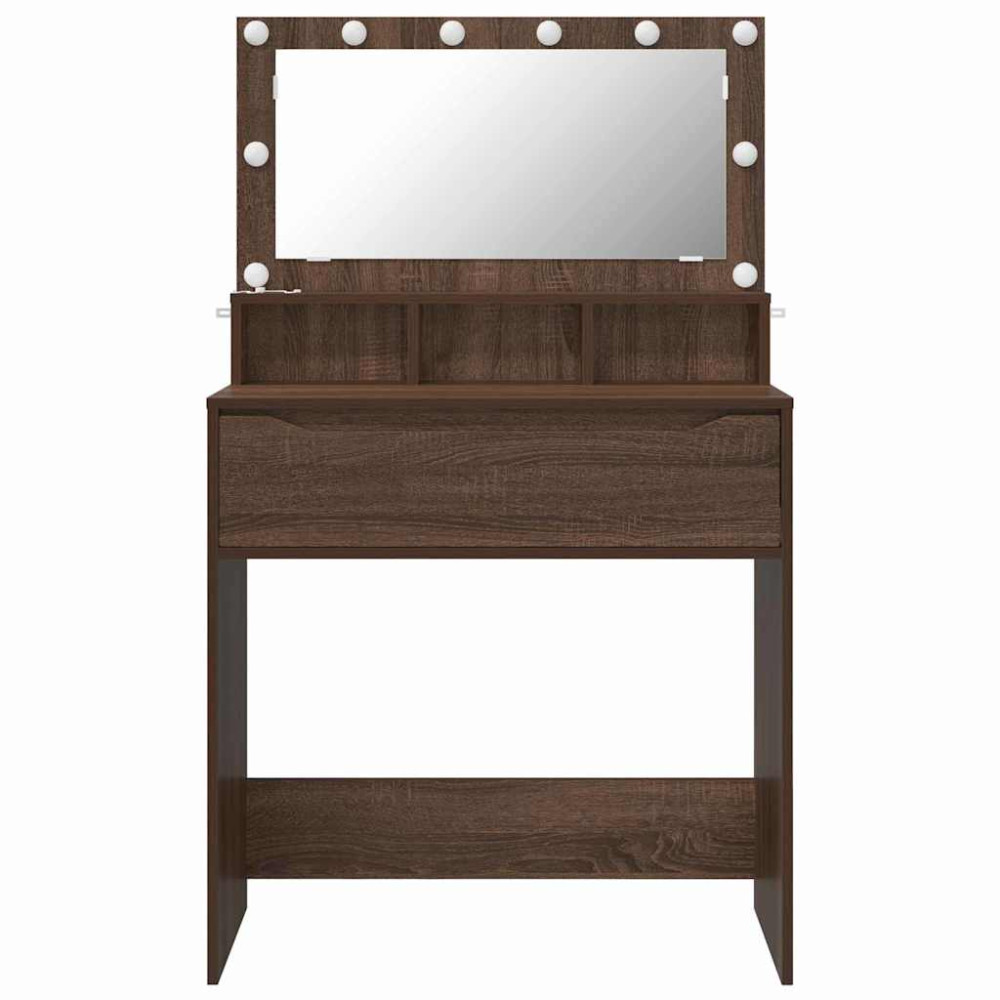 Produktbild för Sängrum Smyckesbord Brun Ek 80 x 39,6 x 135 cm Konstruerat trä