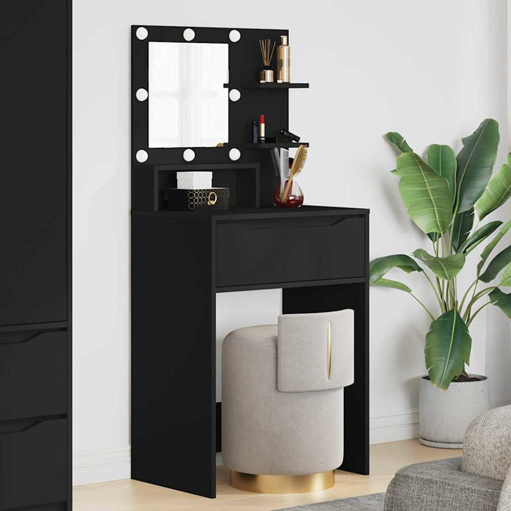 Produktbild för Sängrum Smyckesbord Svart 80 x 39,6 x 135 cm Konstruerat trä