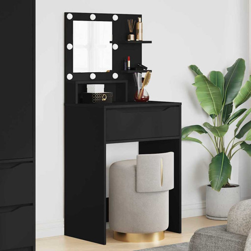 vidaXL Sängrum Smyckesbord Svart 80 x 39,6 x 135 cm Konstruerat trä