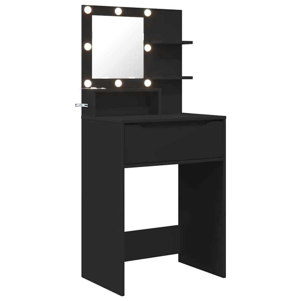 Produktbild för Sängrum Smyckesbord Svart 80 x 39,6 x 135 cm Konstruerat trä