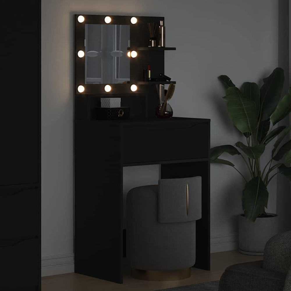 Produktbild för Sängrum Smyckesbord Svart 80 x 39,6 x 135 cm Konstruerat trä