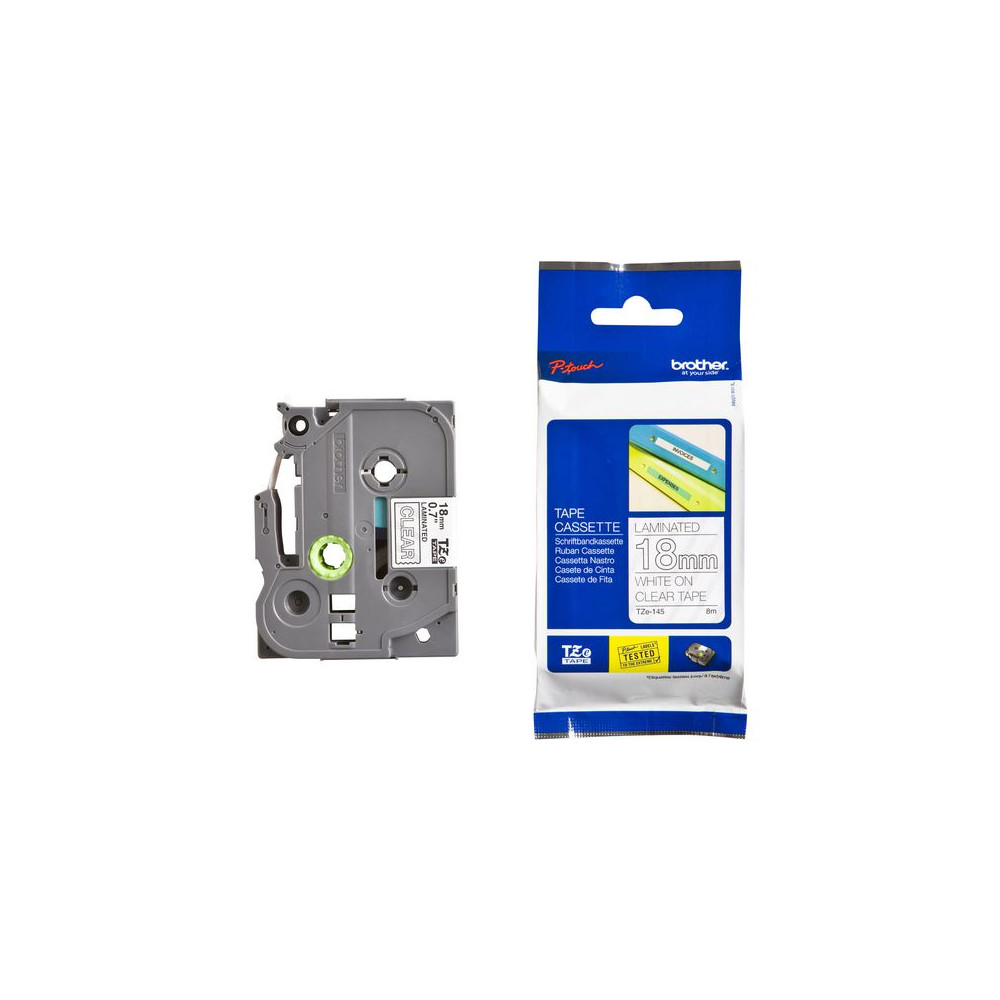 Produktbild för Tape BROTHER TZE145 18mm vit på klar