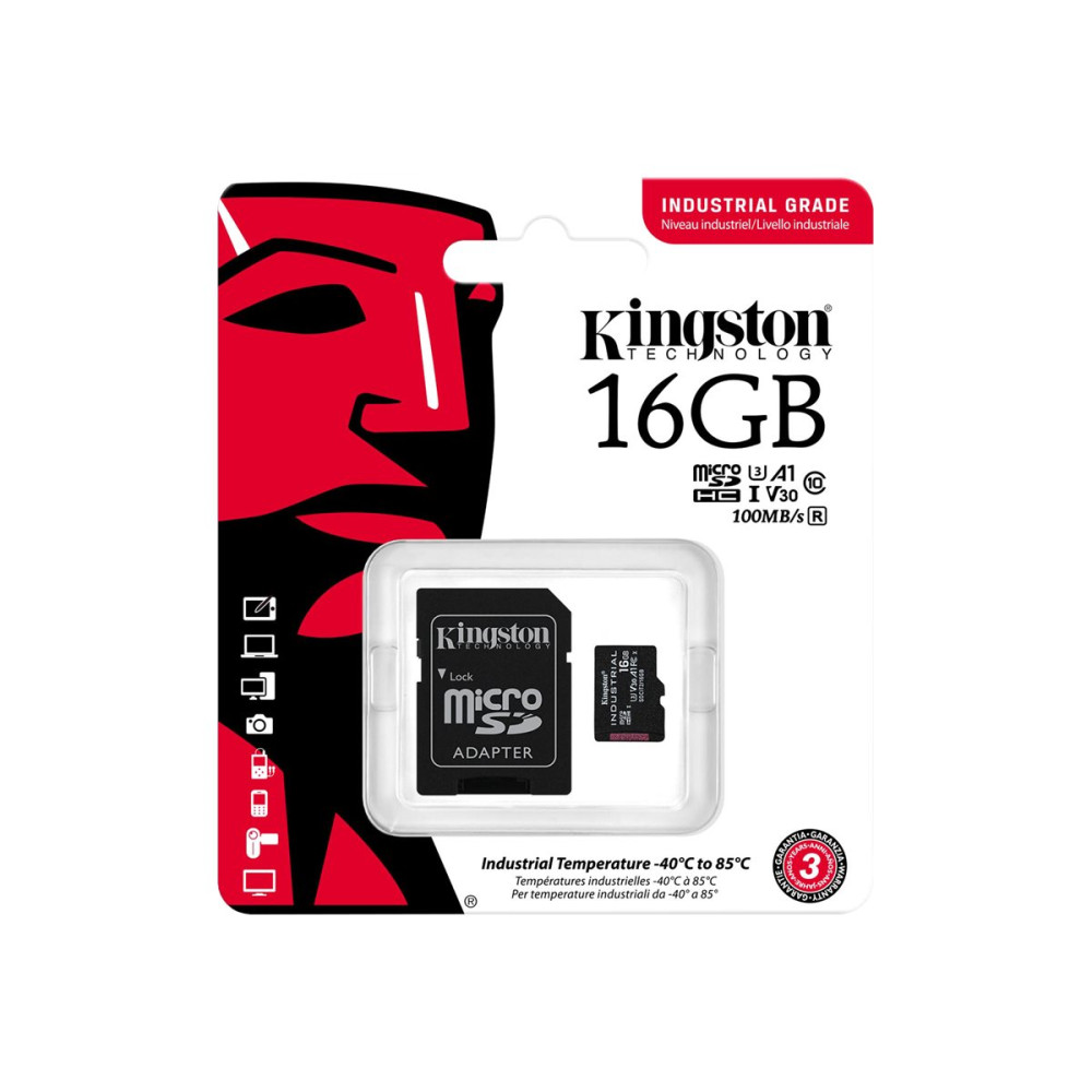 Produktbild för Kingston Industrial - flash-minneskort - 16 GB - microSDHC UHS-I