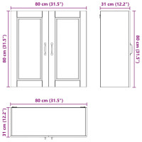 Produktbild för Väggskåp PORTO Högblanka vita 80 x 31 x 80 cm Konstruerat trä