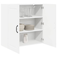 Produktbild för Väggskåp PORTO Högblanka vita 80 x 31 x 80 cm Konstruerat trä