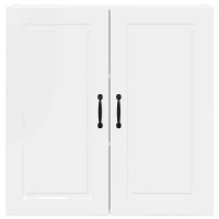 Produktbild för Väggskåp PORTO Högblanka vita 80 x 31 x 80 cm Konstruerat trä