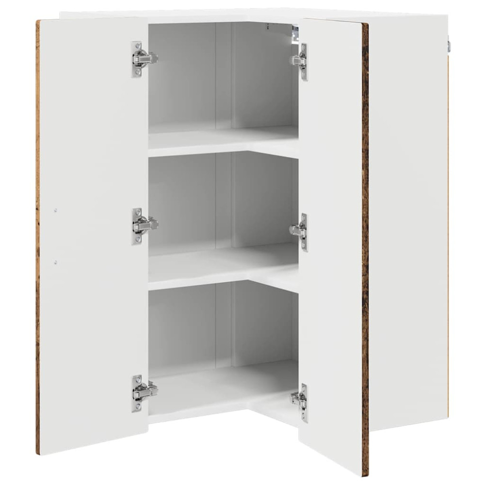 Produktbild för Vägghörnskåp PORTO Gammalt trä 57 x 57 x 80 cm Konstruerat trä
