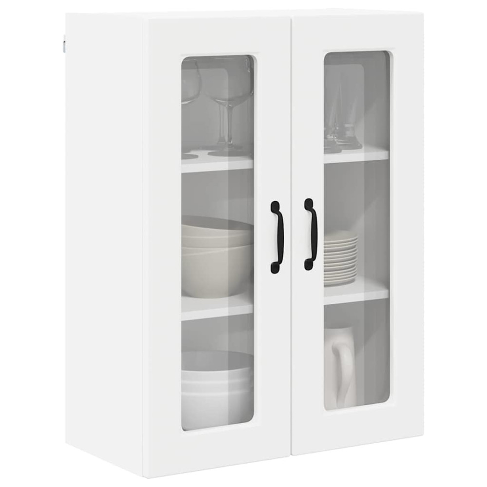 Produktbild för Väggglasförråd PORTO Vit 60 x 31 x 80 cm Konstruerat trä