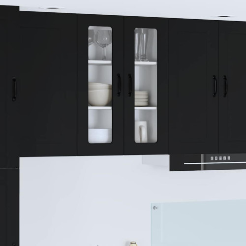 vidaXL Väggglasförråd PORTO Svart 60 x 31 x 80 cm Konstruerat trä