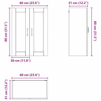 Produktbild för Väggglasförråd PORTO Svart 60 x 31 x 80 cm Konstruerat trä