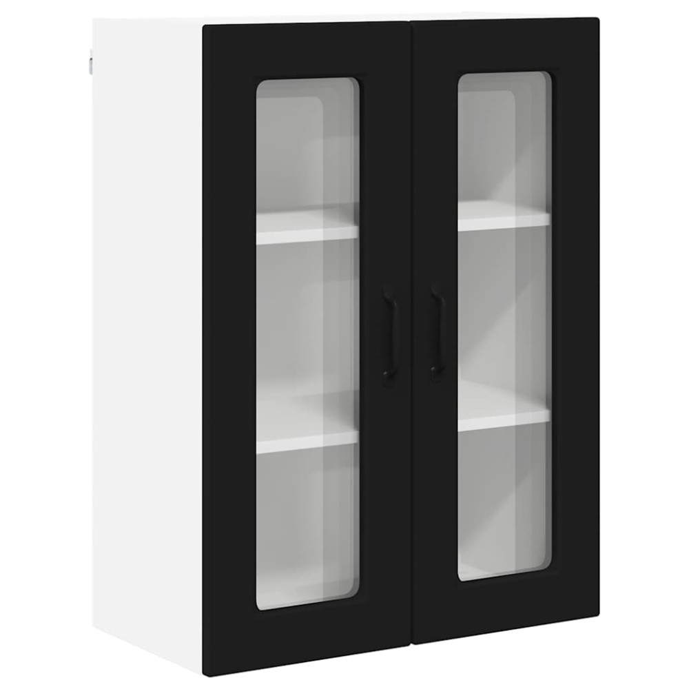 Produktbild för Väggglasförråd PORTO Svart 60 x 31 x 80 cm Konstruerat trä