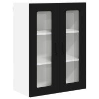 Produktbild för Väggglasförråd PORTO Svart 60 x 31 x 80 cm Konstruerat trä