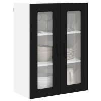 Produktbild för Väggglasförråd PORTO Svart 60 x 31 x 80 cm Konstruerat trä