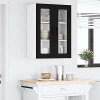 Produktbild för Väggglasförråd PORTO Svart 60 x 31 x 80 cm Konstruerat trä