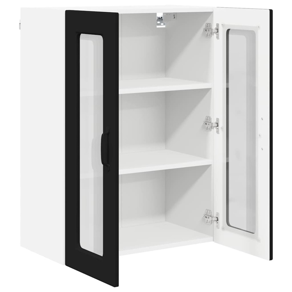 Produktbild för Väggglasförråd PORTO Svart 60 x 31 x 80 cm Konstruerat trä