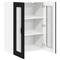 Produktbild för Väggglasförråd PORTO Svart 60 x 31 x 80 cm Konstruerat trä