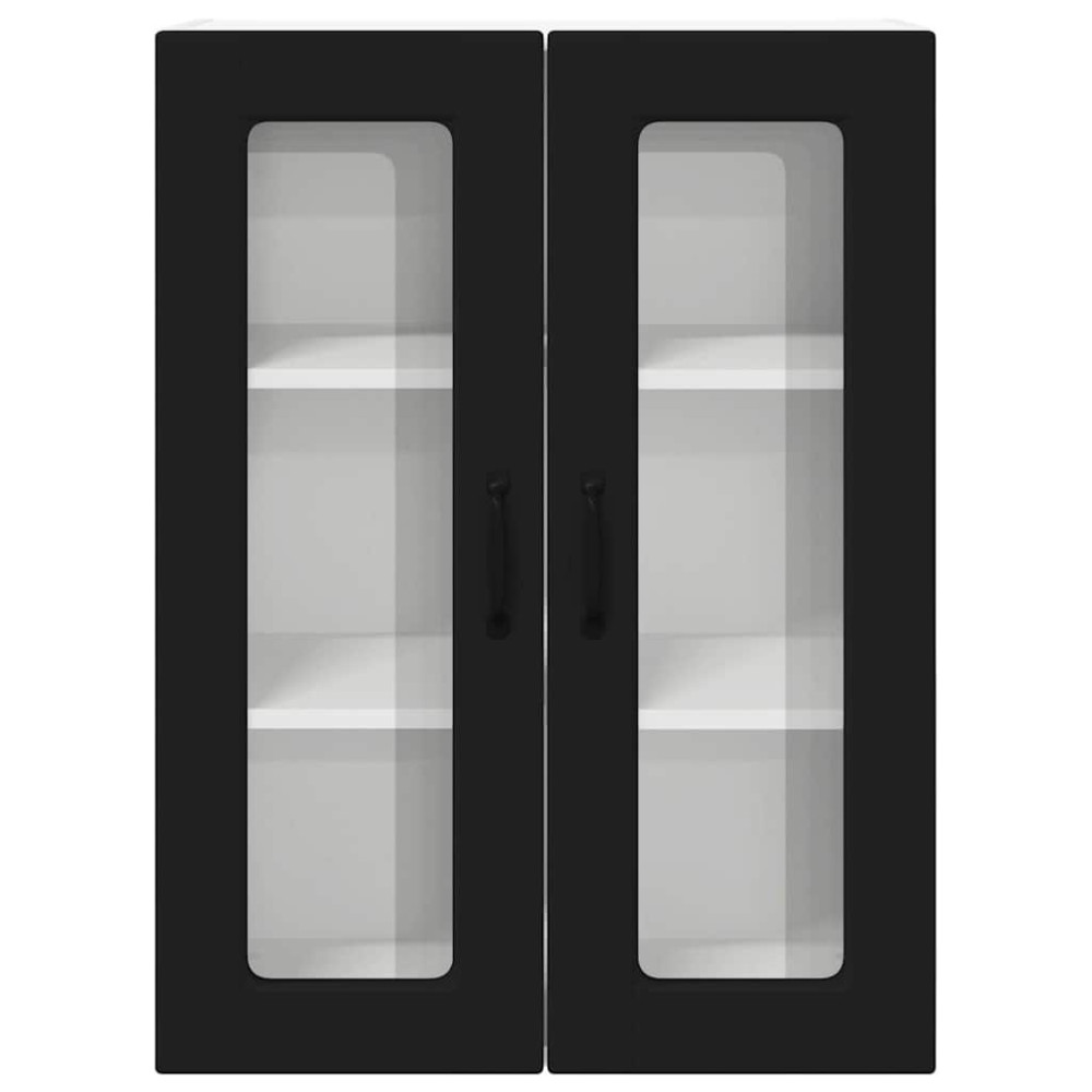 Produktbild för Väggglasförråd PORTO Svart 60 x 31 x 80 cm Konstruerat trä