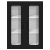 Produktbild för Väggglasförråd PORTO Svart 60 x 31 x 80 cm Konstruerat trä