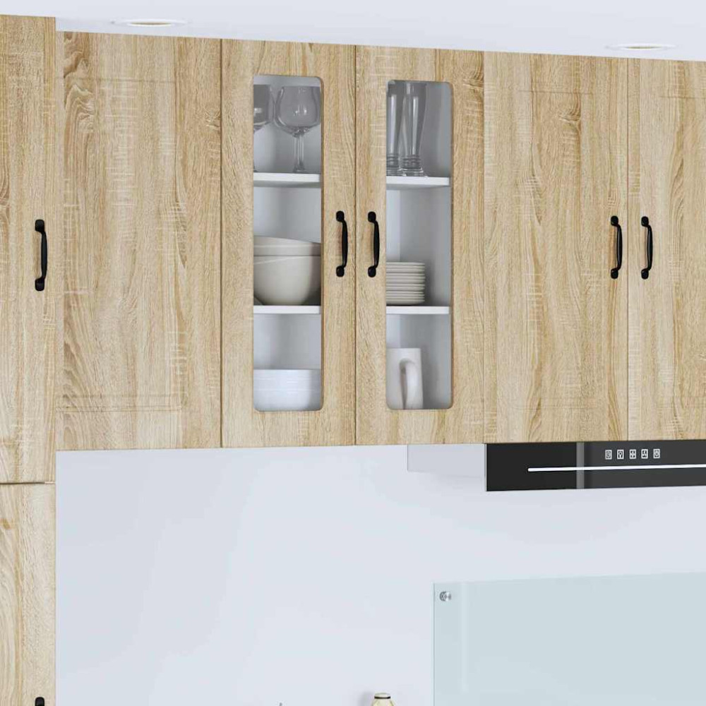 Produktbild för Väggglasförråd PORTO Sonoma-ek 60 x 31 x 80 cm Konstruerat trä