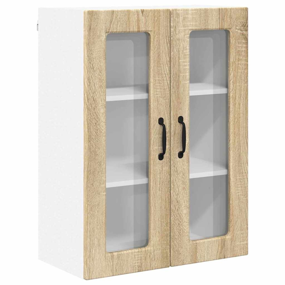 Produktbild för Väggglasförråd PORTO Sonoma-ek 60 x 31 x 80 cm Konstruerat trä