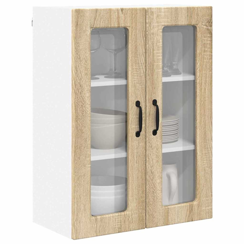 Produktbild för Väggglasförråd PORTO Sonoma-ek 60 x 31 x 80 cm Konstruerat trä