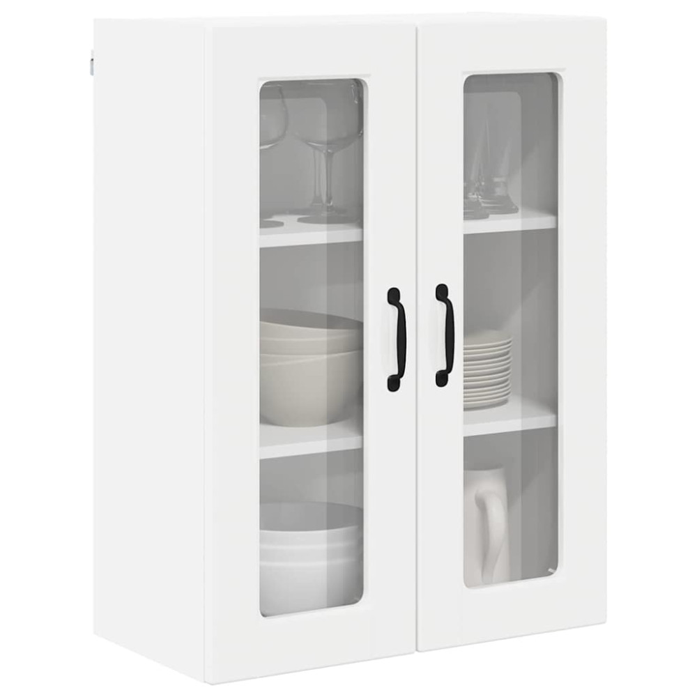 Produktbild för Väggglasförråd PORTO Högblanka vita 60 x 31 x 80 cm
