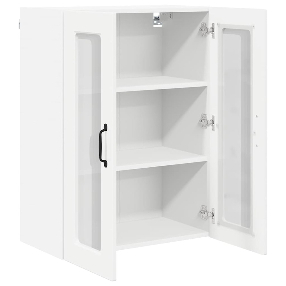 Produktbild för Väggglasförråd PORTO Högblanka vita 60 x 31 x 80 cm
