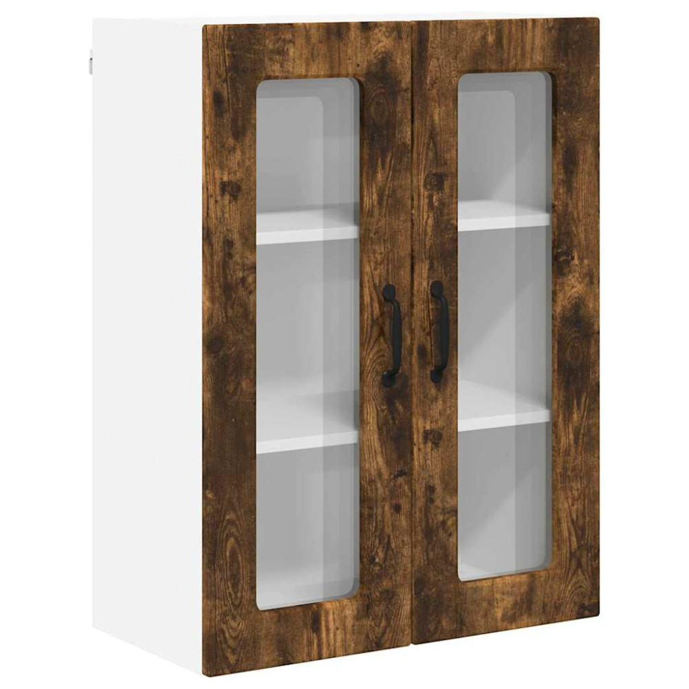 Produktbild för Väggglasförråd PORTO Rökt ek 60 x 31 x 80 cm Konstruerat trä