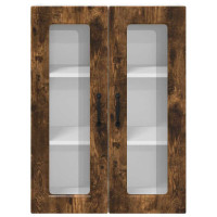 Produktbild för Väggglasförråd PORTO Rökt ek 60 x 31 x 80 cm Konstruerat trä