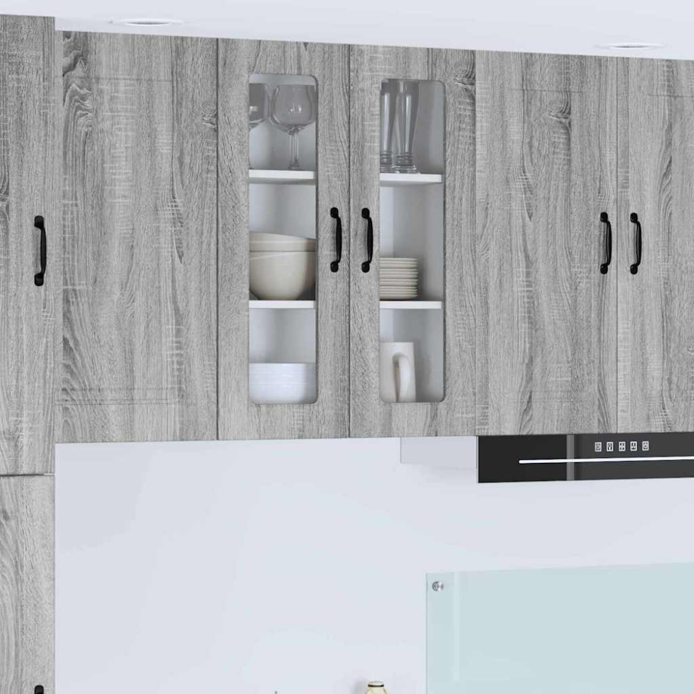 Produktbild för Väggglasförråd PORTO Grå Sonoma 60 x 31 x 80 cm Konstruerat trä