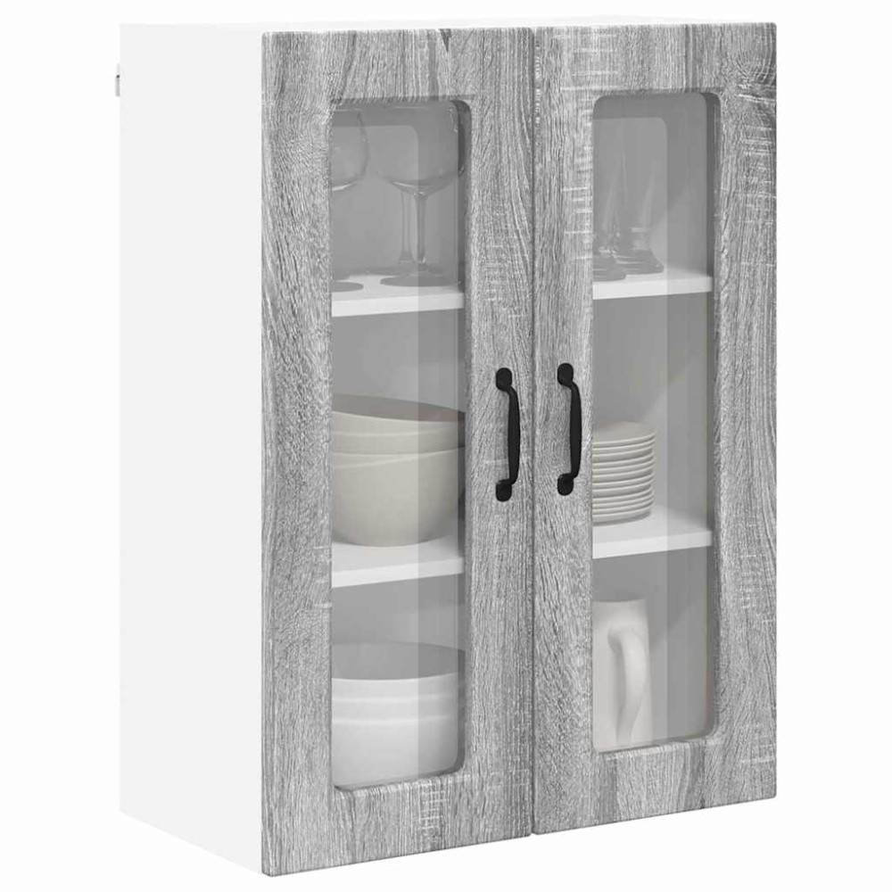 Produktbild för Väggglasförråd PORTO Grå Sonoma 60 x 31 x 80 cm Konstruerat trä