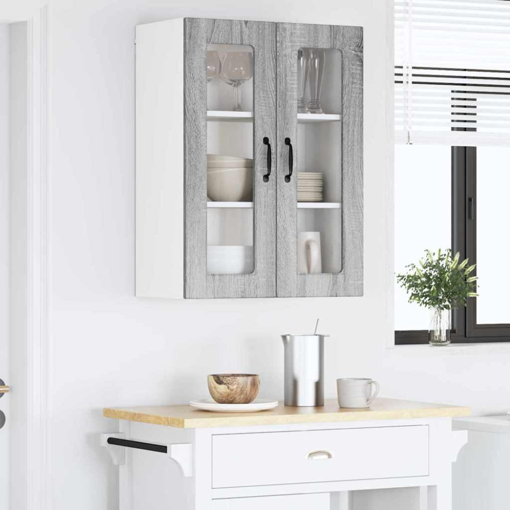 Produktbild för Väggglasförråd PORTO Grå Sonoma 60 x 31 x 80 cm Konstruerat trä