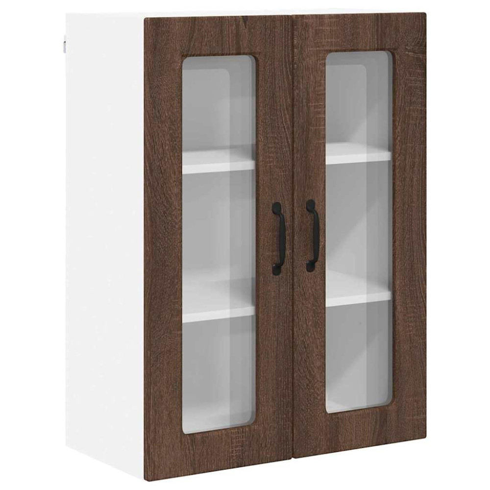 Produktbild för Väggsglas skåp PORTO Brun Ek 60 x 31 x 80 cm Konstruerat trä
