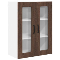 Produktbild för Väggsglas skåp PORTO Brun Ek 60 x 31 x 80 cm Konstruerat trä