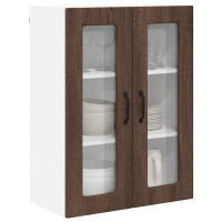 Produktbild för Väggsglas skåp PORTO Brun Ek 60 x 31 x 80 cm Konstruerat trä