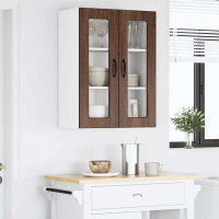 Produktbild för Väggsglas skåp PORTO Brun Ek 60 x 31 x 80 cm Konstruerat trä