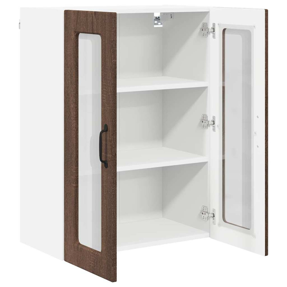Produktbild för Väggsglas skåp PORTO Brun Ek 60 x 31 x 80 cm Konstruerat trä