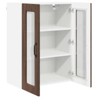 Produktbild för Väggsglas skåp PORTO Brun Ek 60 x 31 x 80 cm Konstruerat trä