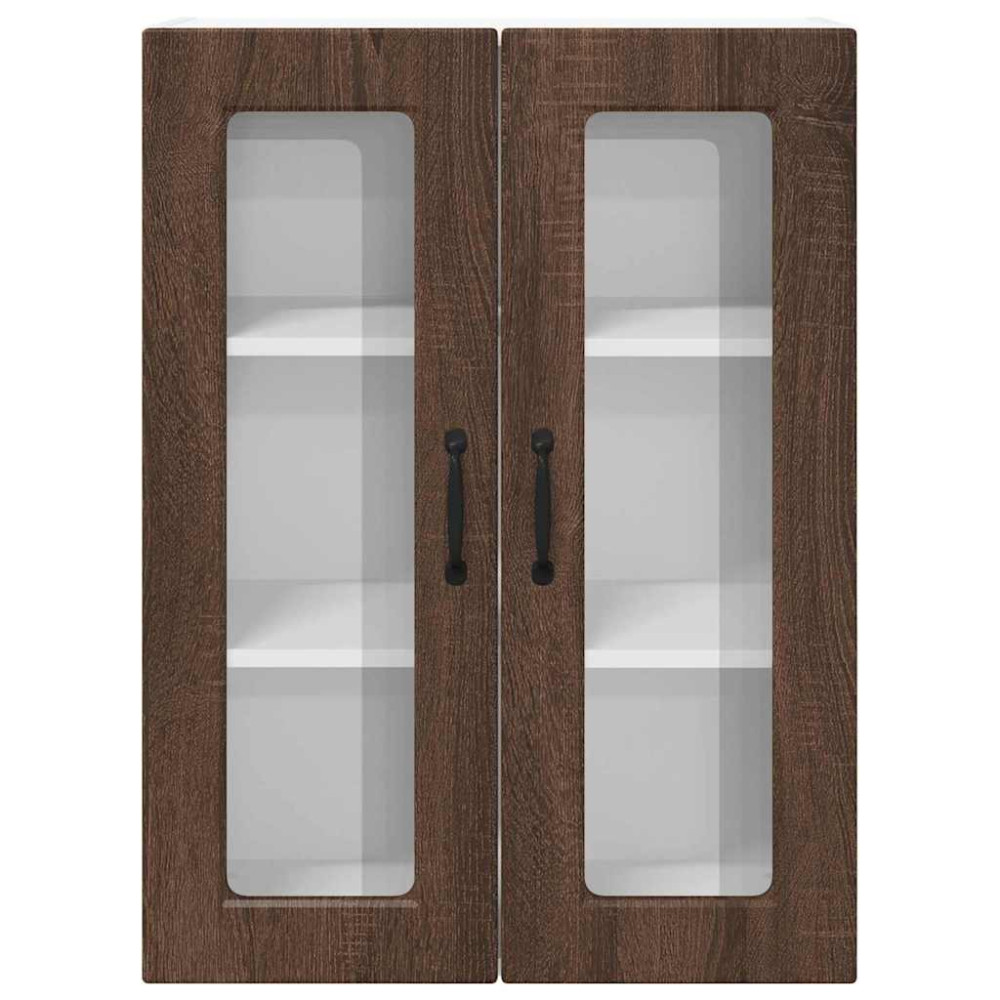 Produktbild för Väggsglas skåp PORTO Brun Ek 60 x 31 x 80 cm Konstruerat trä