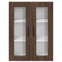 Produktbild för Väggsglas skåp PORTO Brun Ek 60 x 31 x 80 cm Konstruerat trä