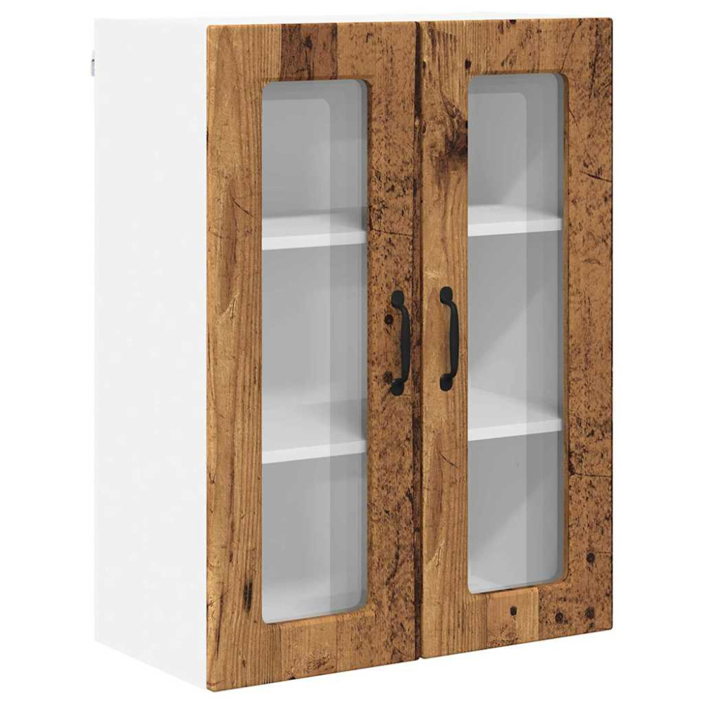 Produktbild för Väggglasförråd PORTO Gammalt trä 60 x 31 x 80 cm