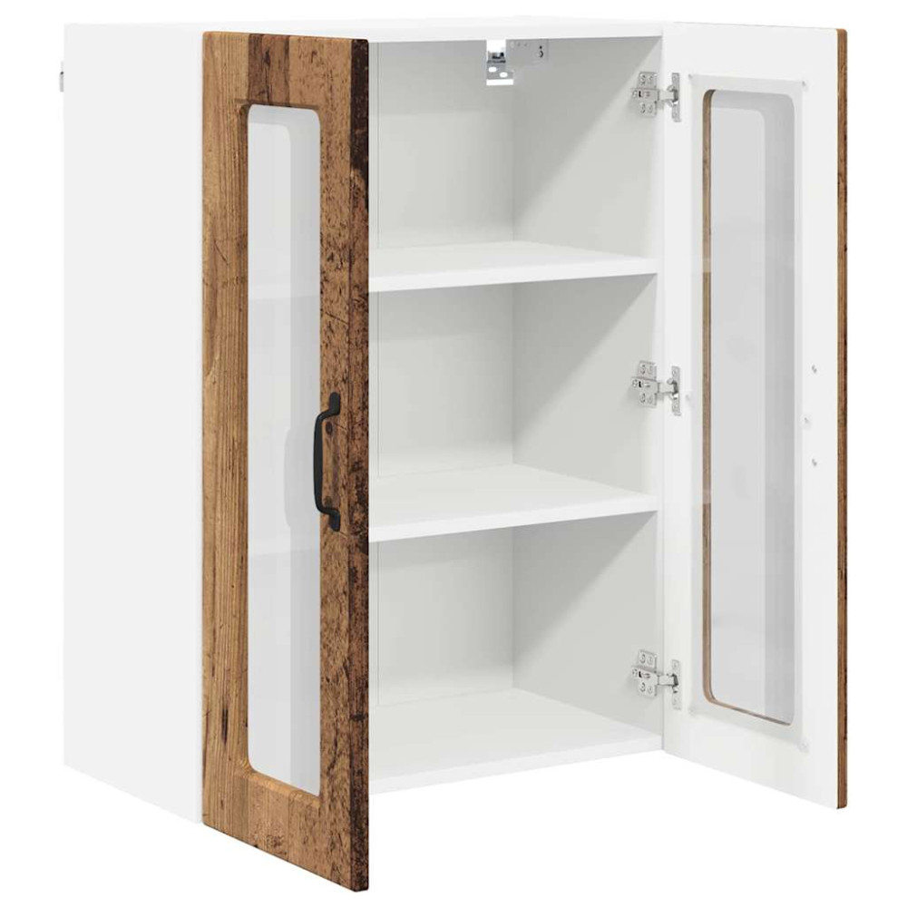 Produktbild för Väggglasförråd PORTO Gammalt trä 60 x 31 x 80 cm