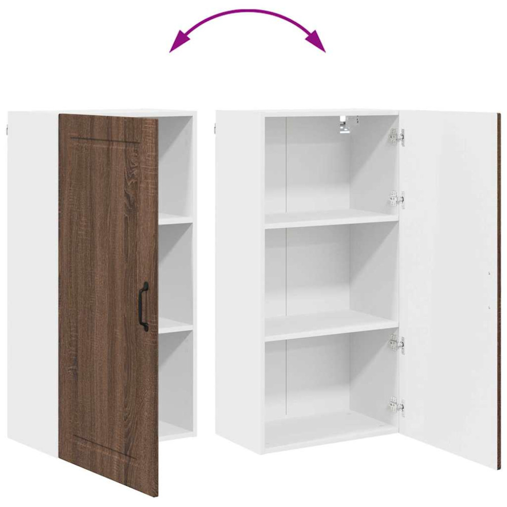 Produktbild för Väggskåp PORTO Brun Ek 50 x 31 x 100 cm Konstruerat trä
