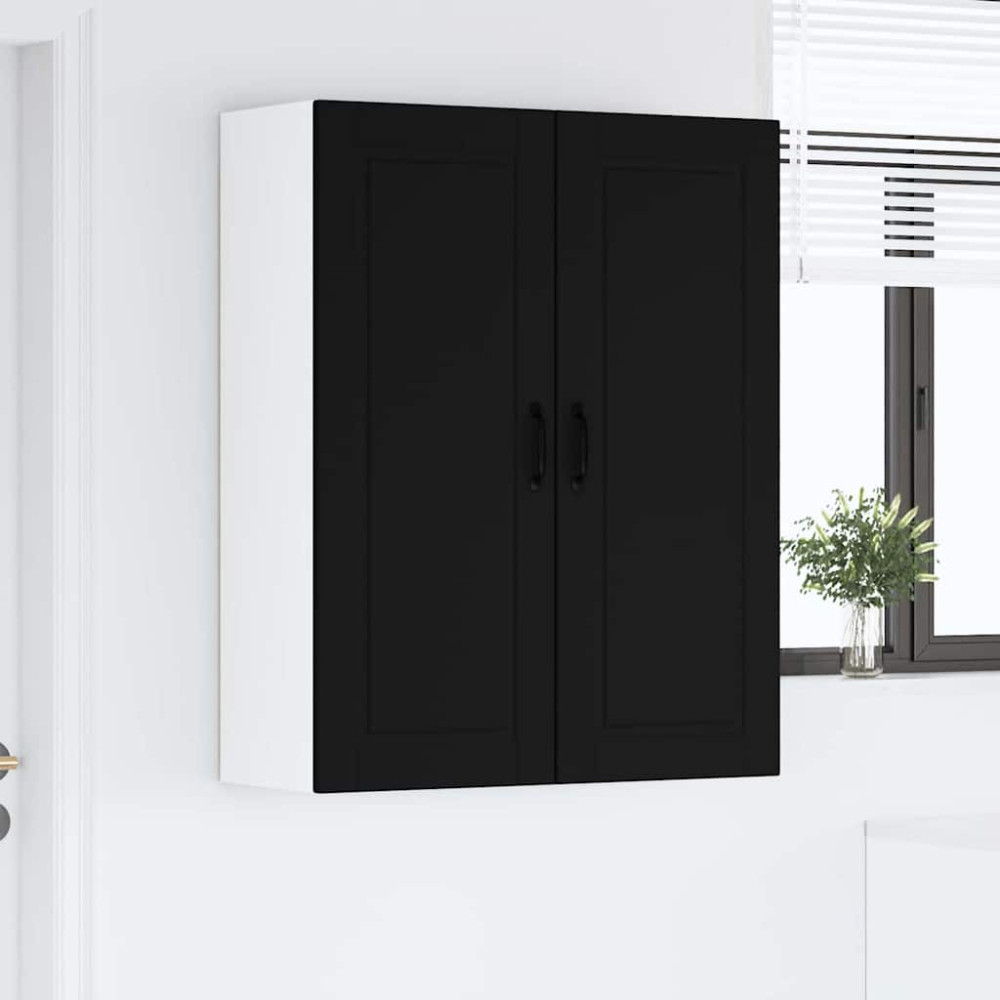 Produktbild för Väggskåp PORTO Svart 80 x 31 x 100 cm Konstruerat trä