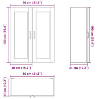 Produktbild för Väggskåp PORTO Betonggrå 80 x 31 x 100 cm Konstruerat trä