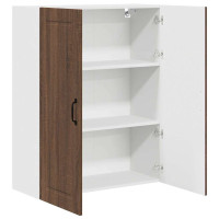Produktbild för Väggskåp PORTO Brun Ek 80 x 31 x 100 cm Konstruerat trä