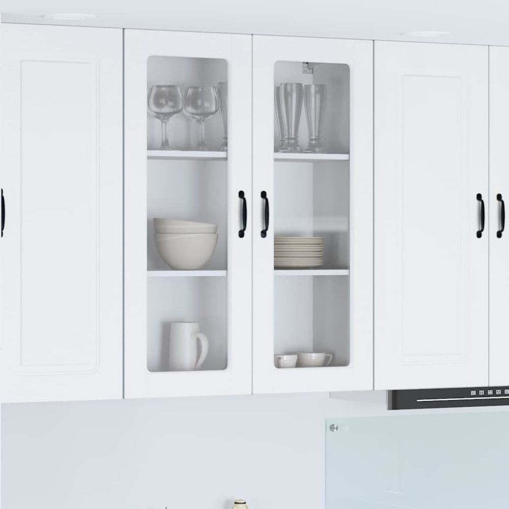 Produktbild för Väggglasförråd PORTO Vit 80 x 31 x 100 cm Konstruerat trä