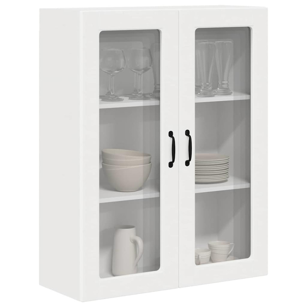Produktbild för Väggglasförråd PORTO Vit 80 x 31 x 100 cm Konstruerat trä