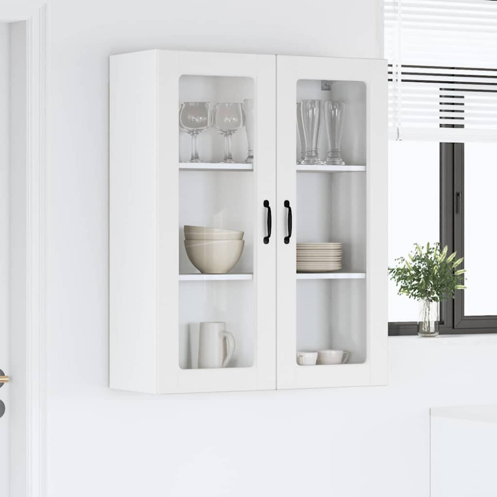 Produktbild för Väggglasförråd PORTO Vit 80 x 31 x 100 cm Konstruerat trä