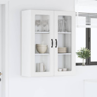 Produktbild för Väggglasförråd PORTO Vit 80 x 31 x 100 cm Konstruerat trä